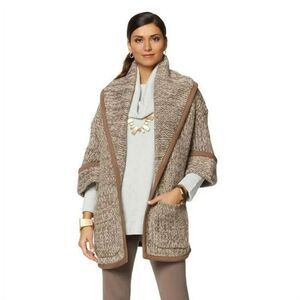 Marla Wynne Heavy Cable knit Alpaca Blend Sweater Coat Sz S